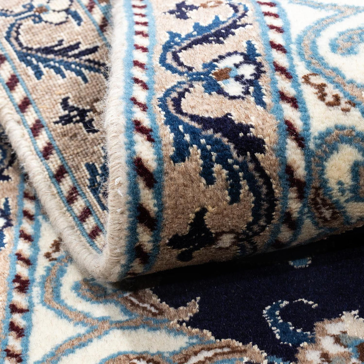 Alfombra persa - Nain - 141 x 66 cm - azul oscuro