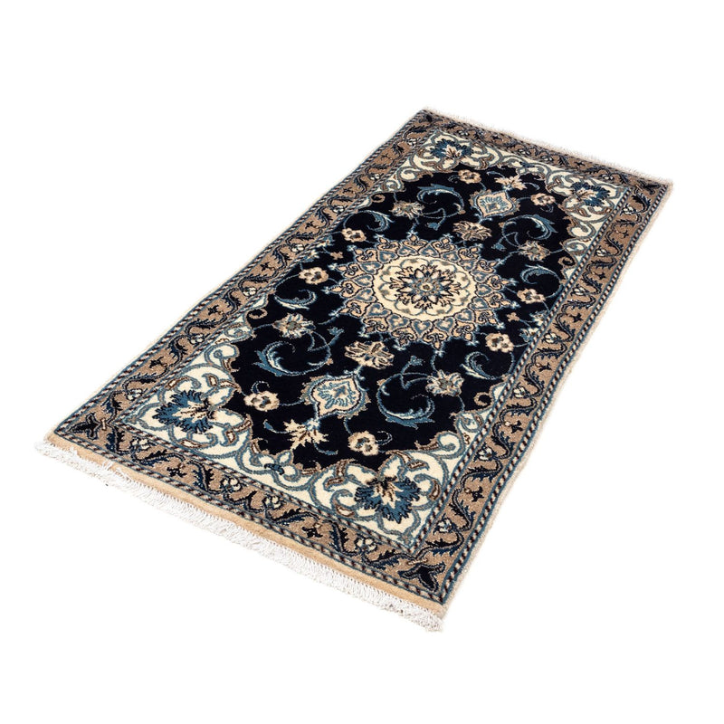 Alfombra persa - Nain - 141 x 66 cm - azul oscuro