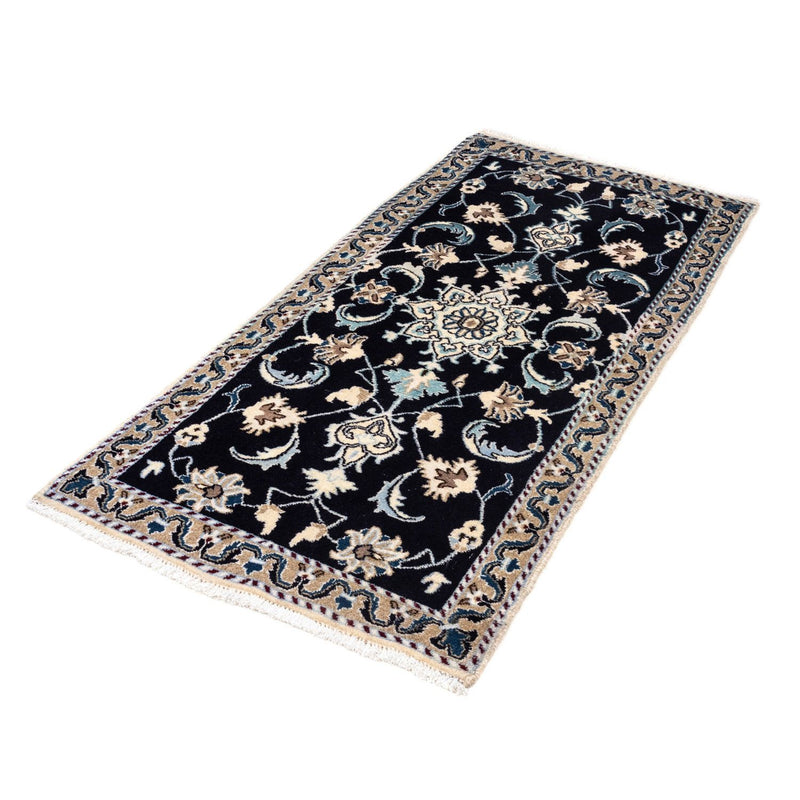 Alfombra persa - Nain - 139 x 66 cm - azul oscuro