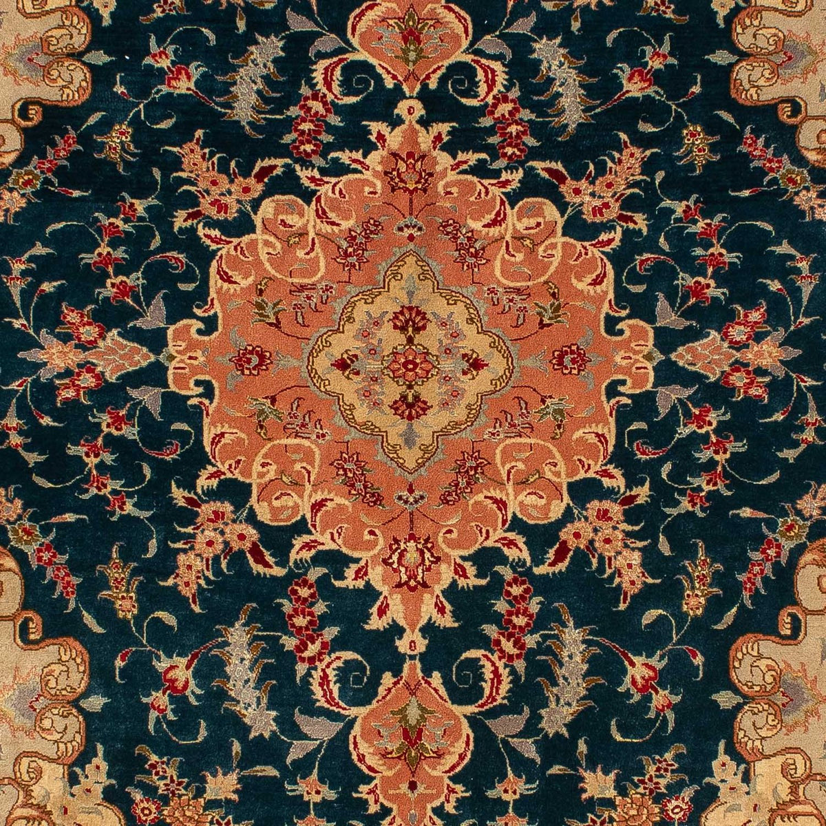 Alfombra Persa - Tabriz - Real - 202 x 152 cm - azul oscuro