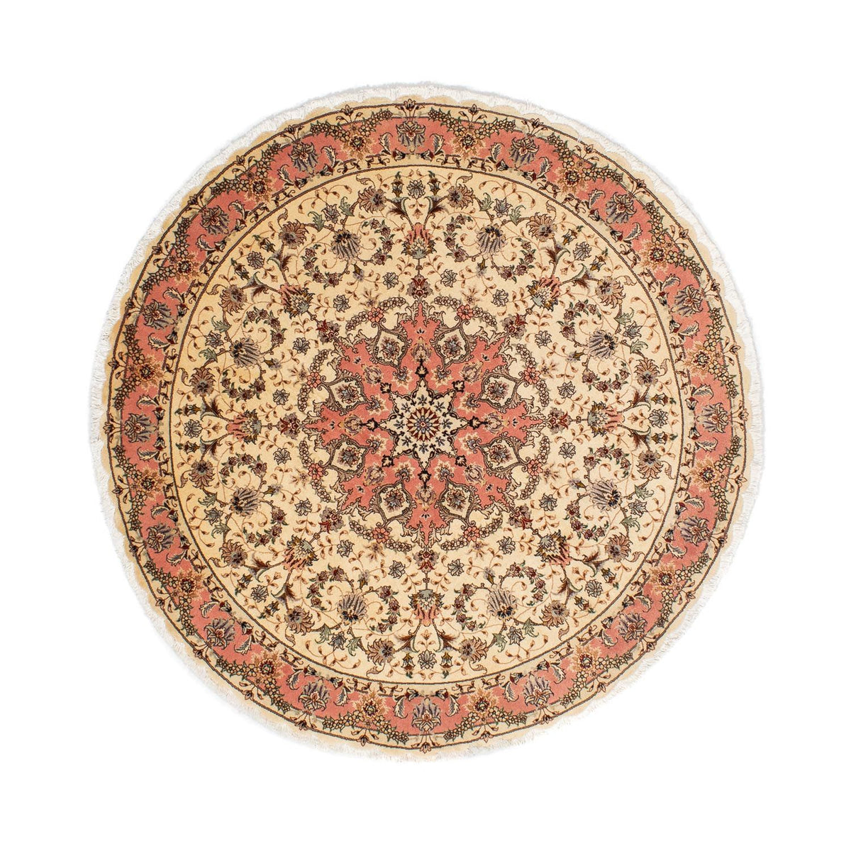 Alfombra Persa - Tabriz - Real redondo  - 150 x 150 cm - marrón claro