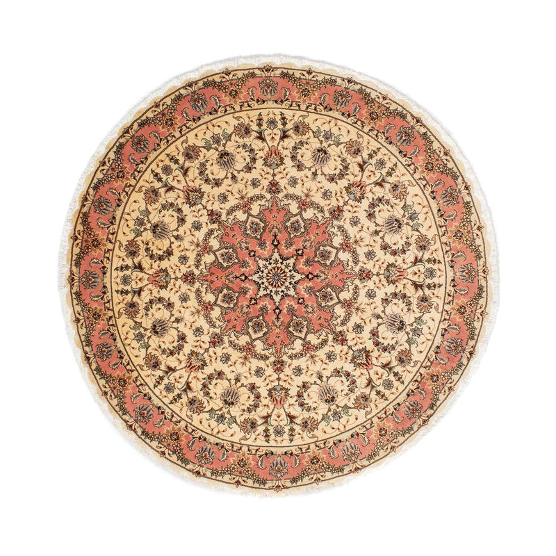 Alfombra Persa - Tabriz - Real redondo  - 150 x 150 cm - marrón claro