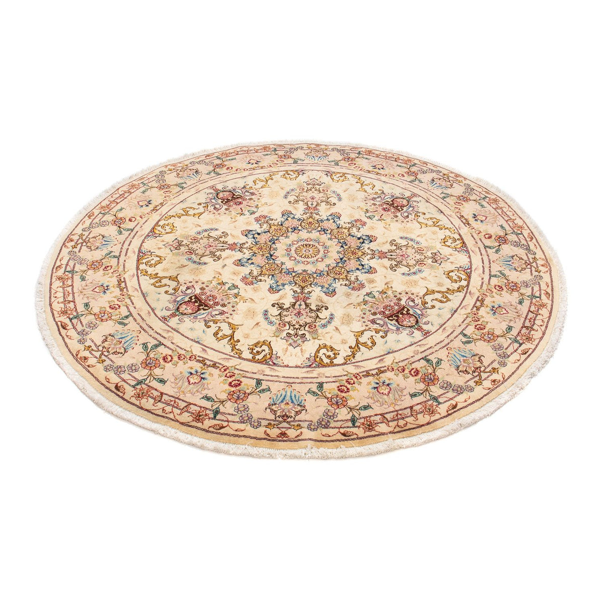 Alfombra Persa - Tabriz - Real redondo - 150 x 150 cm - marrón claro