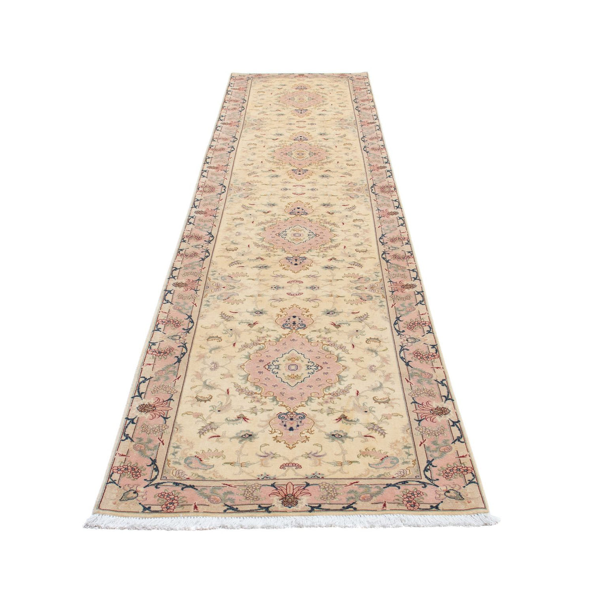 Alfombra de pasillo Alfombra Persa - Tabriz - Real - 397 x 86 cm - beige