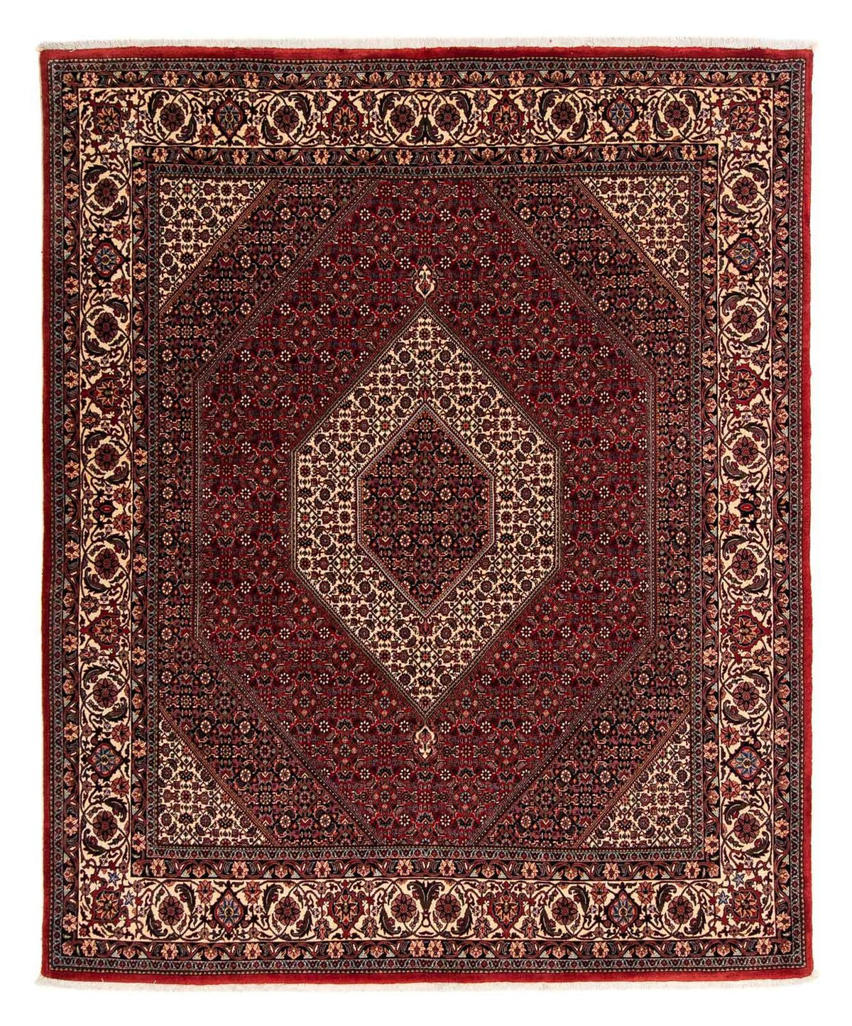 Alfombra persa - Bidjar - 247 x 202 cm - rojo oscuro