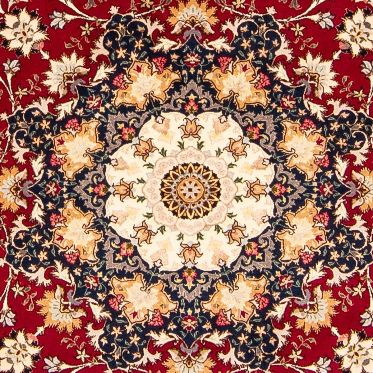 Alfombra Persa - Tabriz - Real redondo - 250 x 250 cm - rojo oscuro