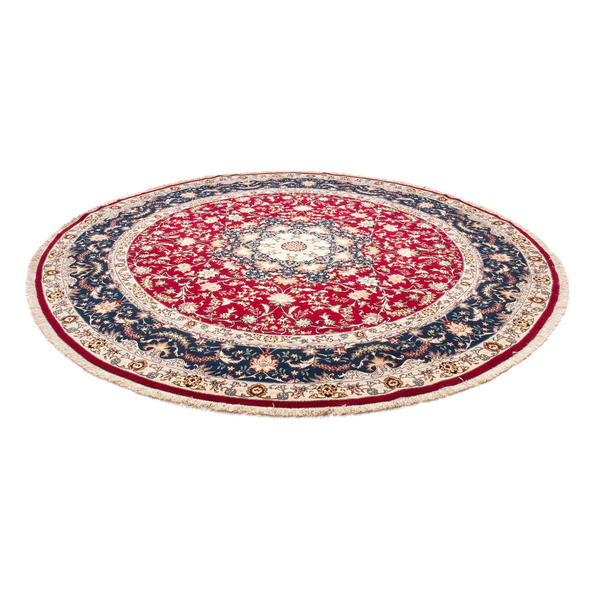 Alfombra Persa - Tabriz - Real redondo - 250 x 250 cm - rojo oscuro