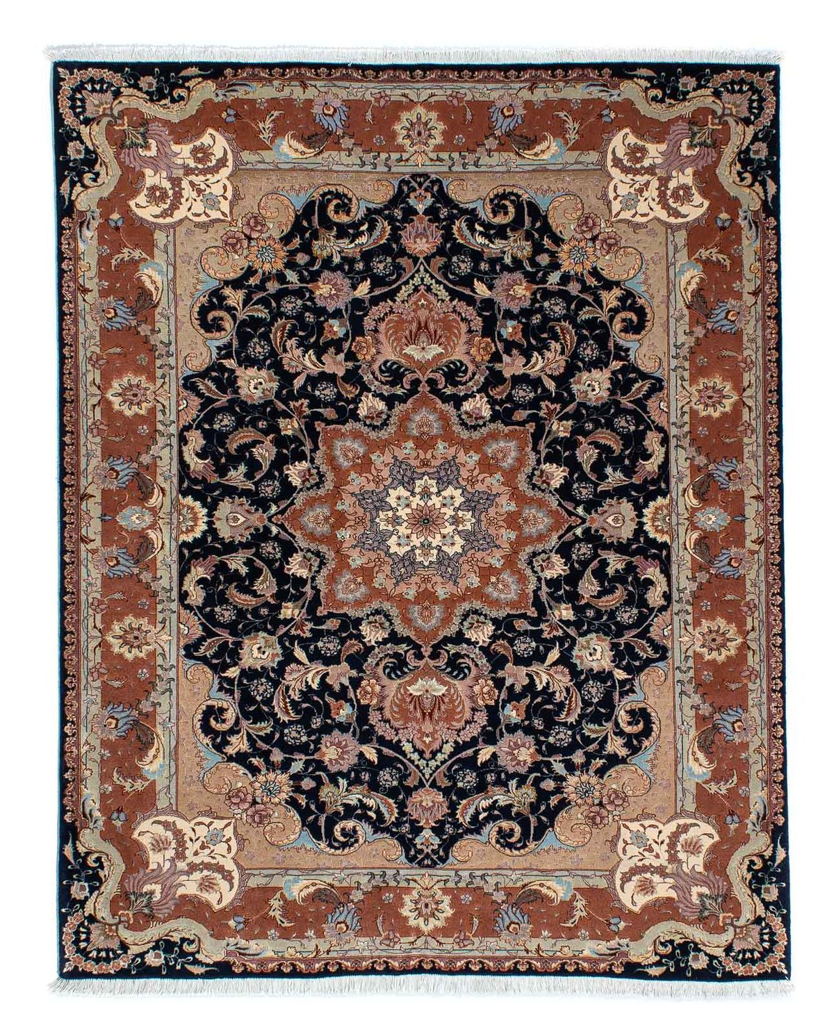 Alfombra Persa - Tabriz - Real - 200 x 155 cm - azul oscuro