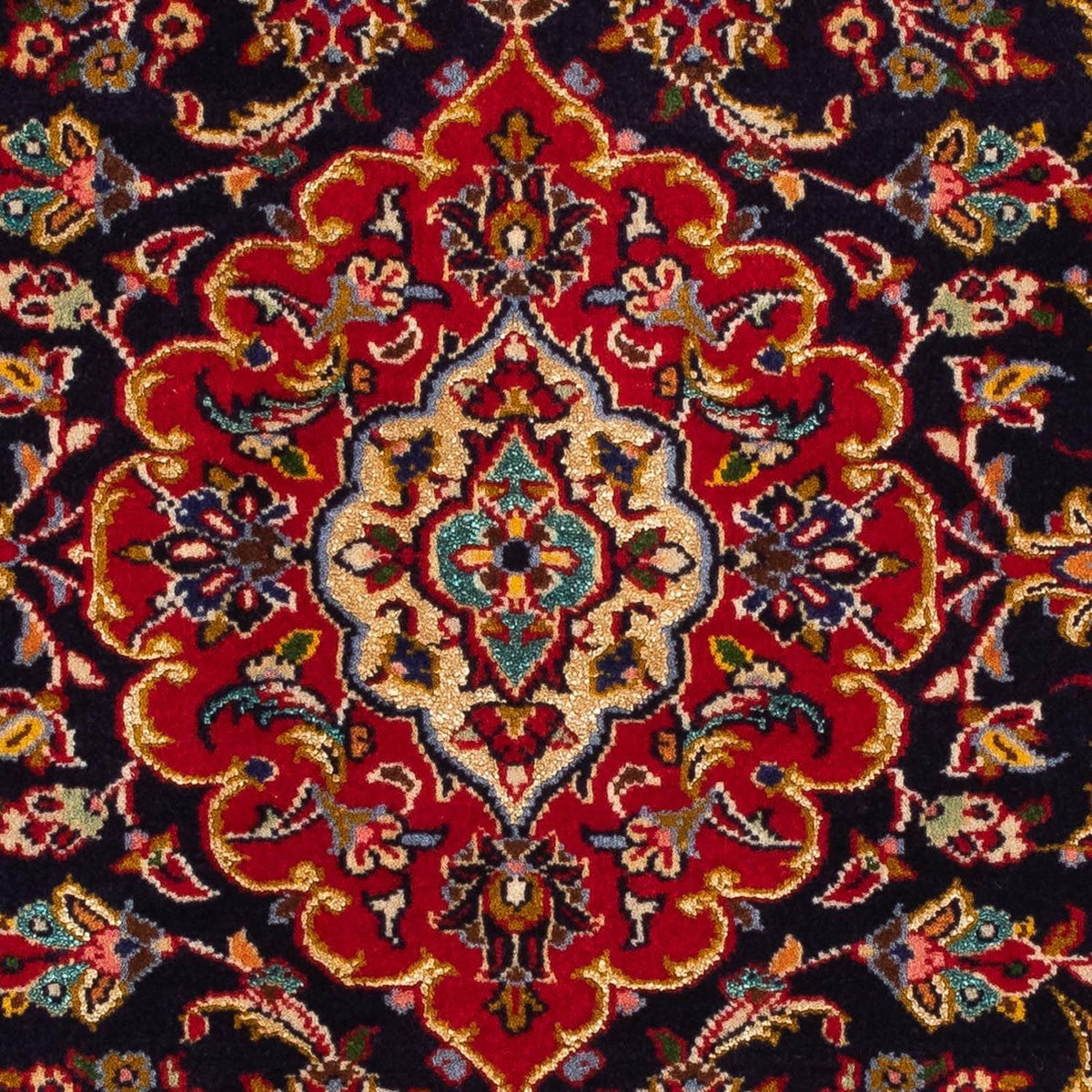 Alfombra persa - Keshan - 118 x 77 cm - azul oscuro