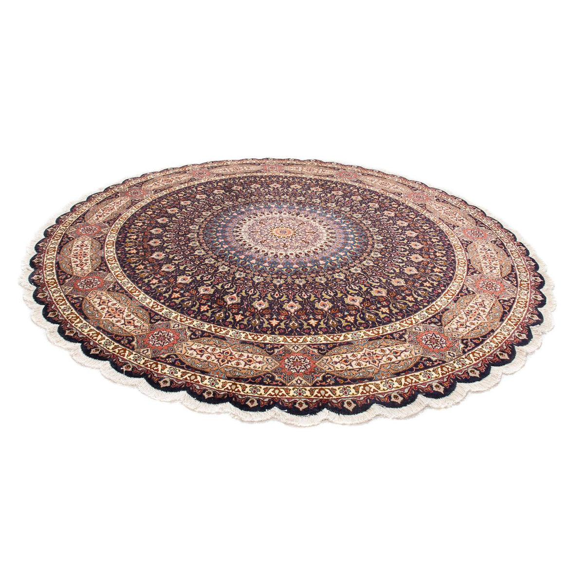 Alfombra Persa - Tabriz - Real redondo  - 240 x 240 cm - azul oscuro