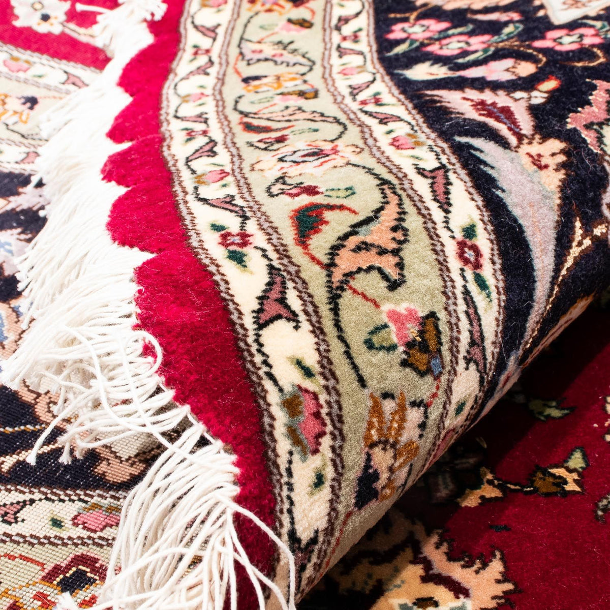Alfombra Persa - Tabriz - Real redondo - 245 x 245 cm - rojo oscuro