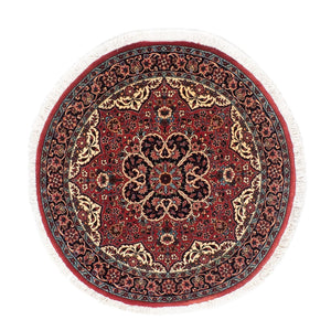 Alfombra persa - Bidjar redondo  - 100 x 100 cm - rojo oscuro