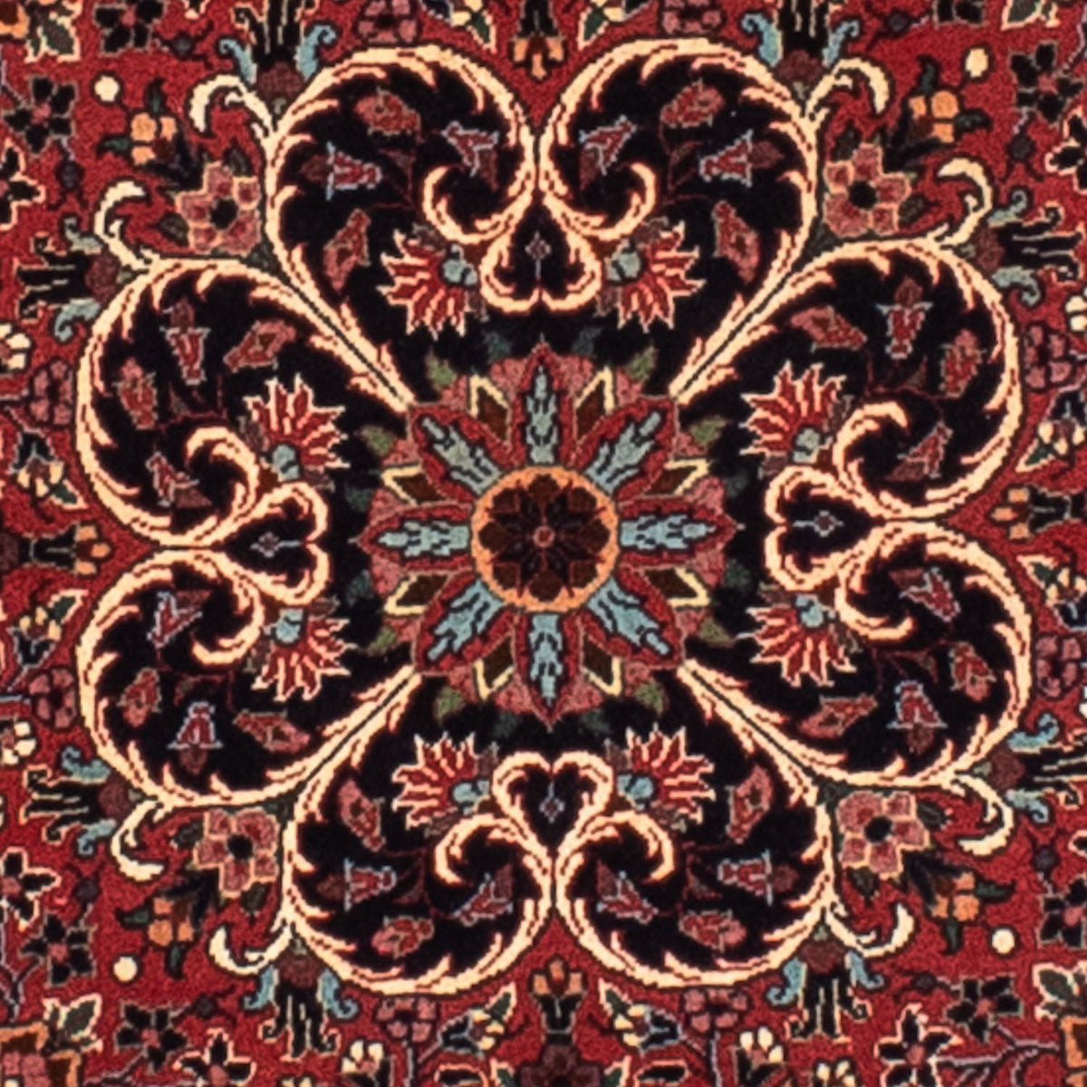 Alfombra persa - Bidjar redondo  - 100 x 100 cm - rojo oscuro