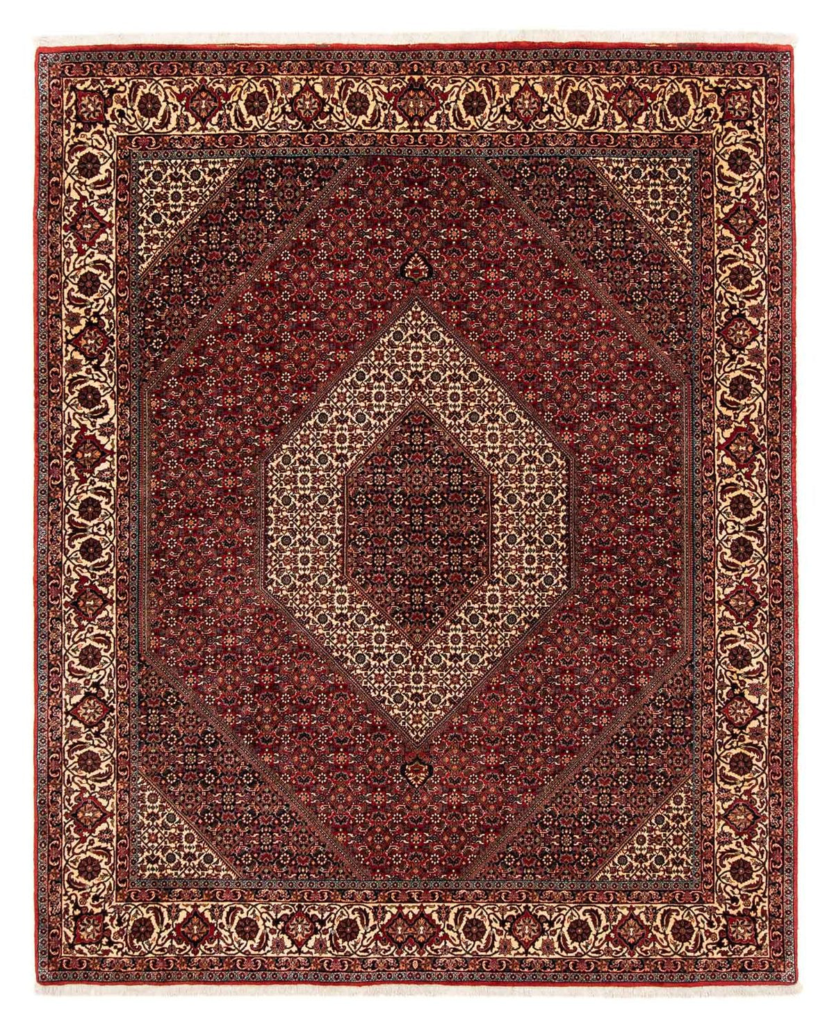 Alfombra persa - Bidjar - 254 x 204 cm - rojo oscuro