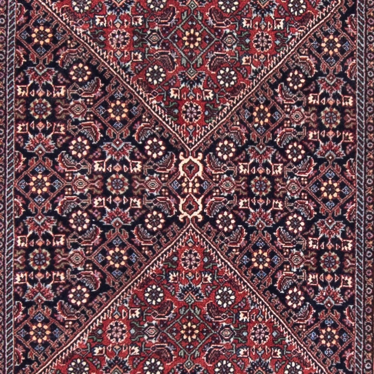Alfombra de pasillo Alfombra persa - Bidjar - 380 x 75 cm - rojo oscuro