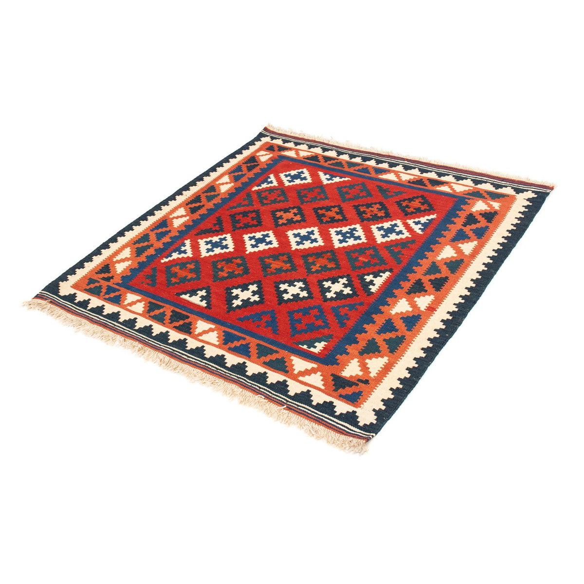 Alfombra Kelim - Oriental cuadrado  - 104 x 102 cm - rojo oscuro