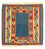 Alfombra Kelim - Oriental cuadrado - 102 x 102 cm - azul oscuro