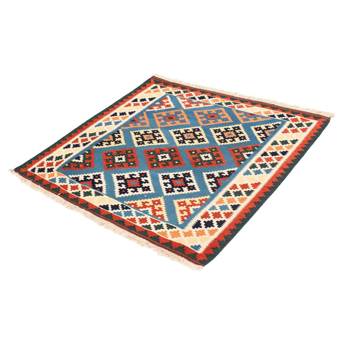 Alfombra Kelim - Oriental cuadrado  - 104 x 100 cm - azul oscuro