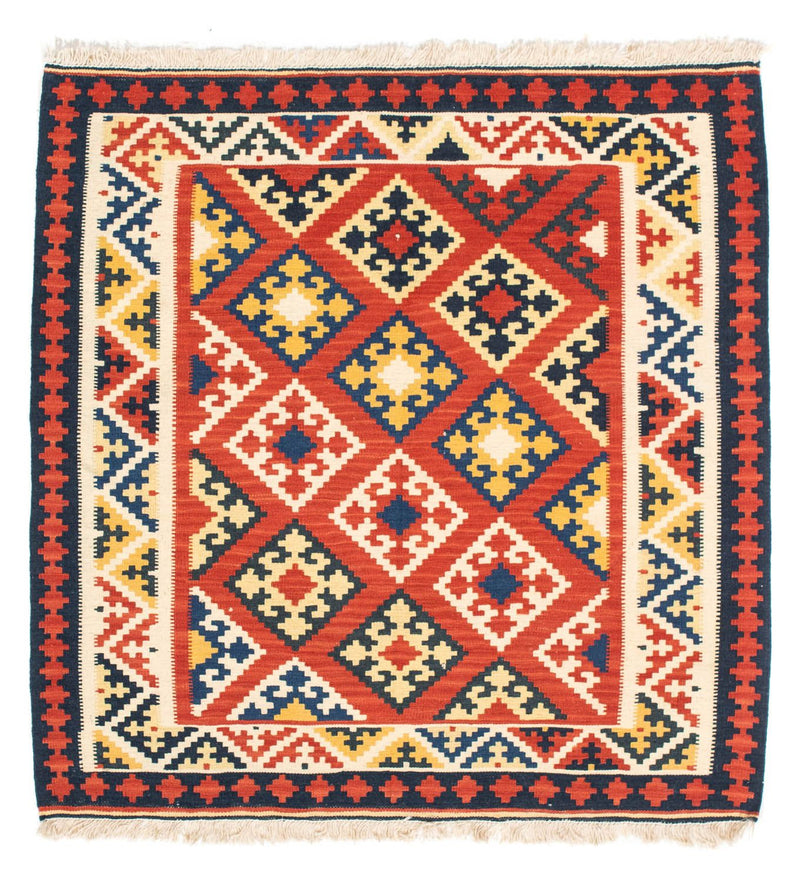 Alfombra Kelim - Oriental cuadrado  - 103 x 102 cm - rojo oscuro