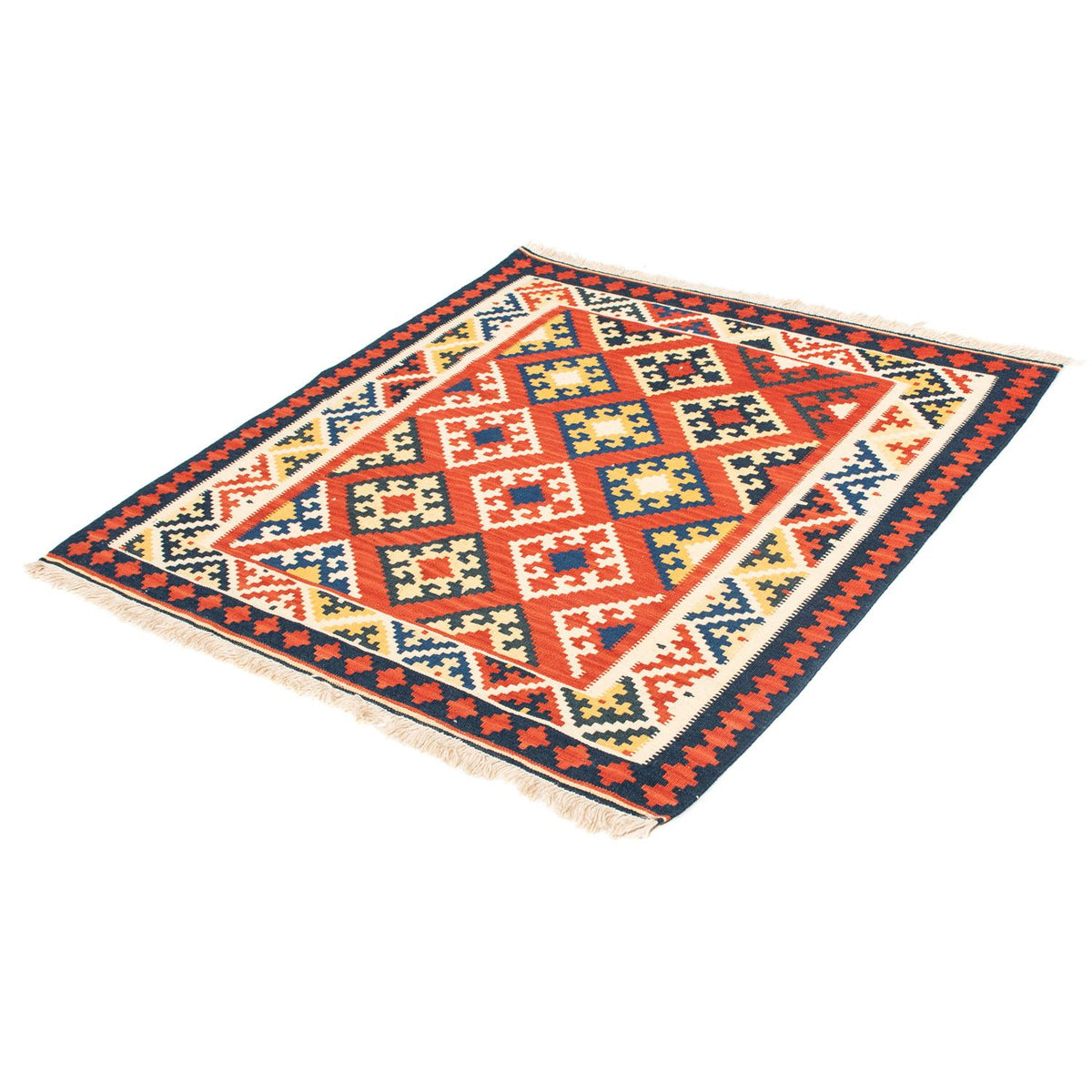 Alfombra Kelim - Oriental cuadrado  - 103 x 102 cm - rojo oscuro