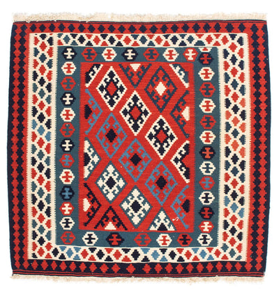 Kilim Fars 103x104cm - rojo oscuro