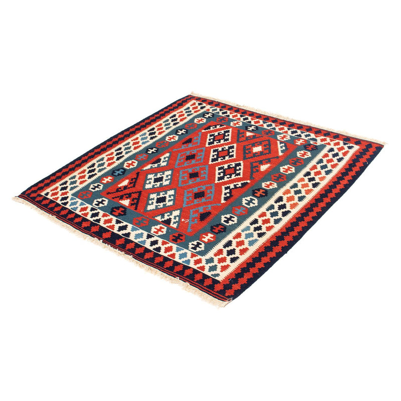 Alfombra Kelim - Oriental cuadrado  - 104 x 103 cm - rojo oscuro