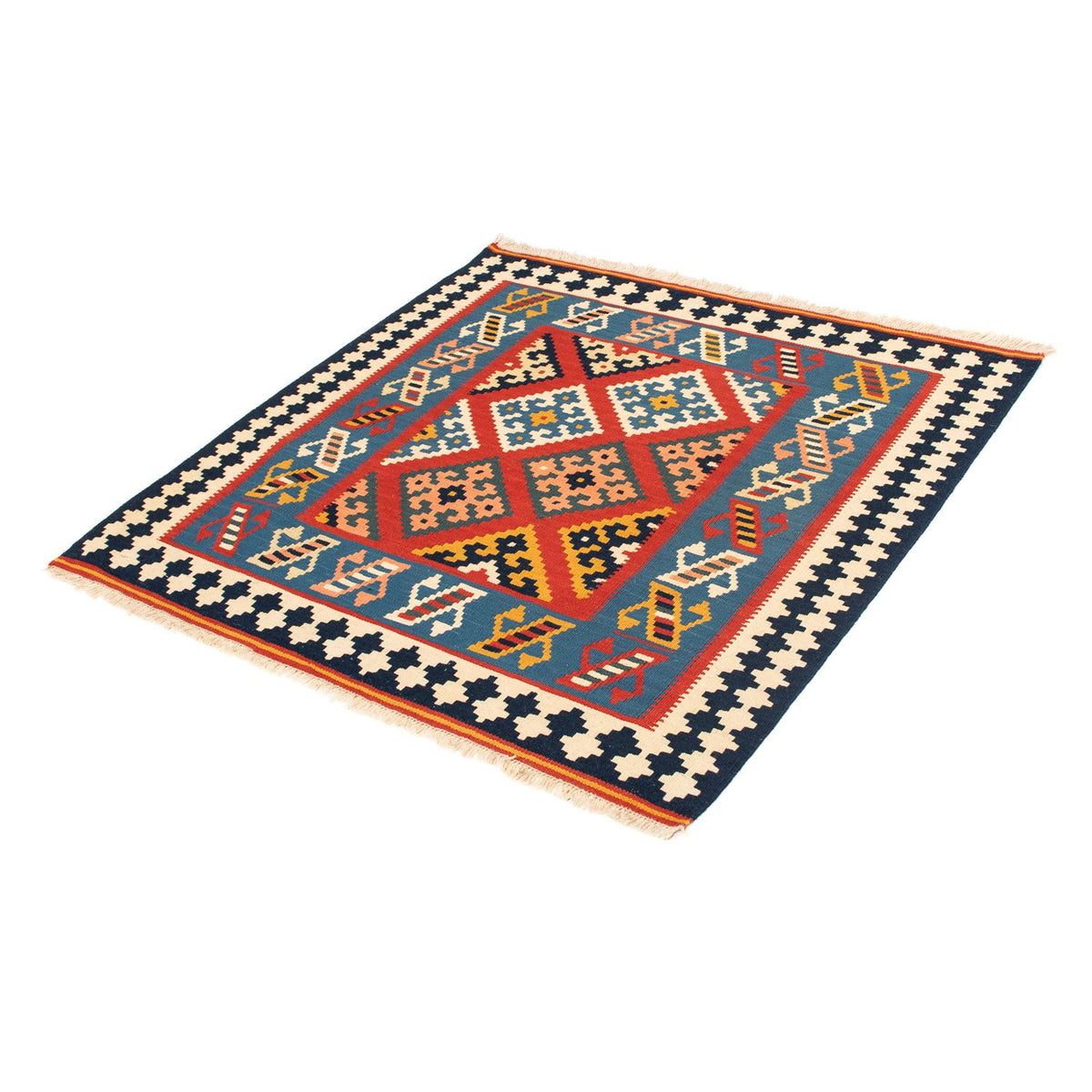 Alfombra Kelim - Oriental cuadrado  - 105 x 103 cm - rojo oscuro