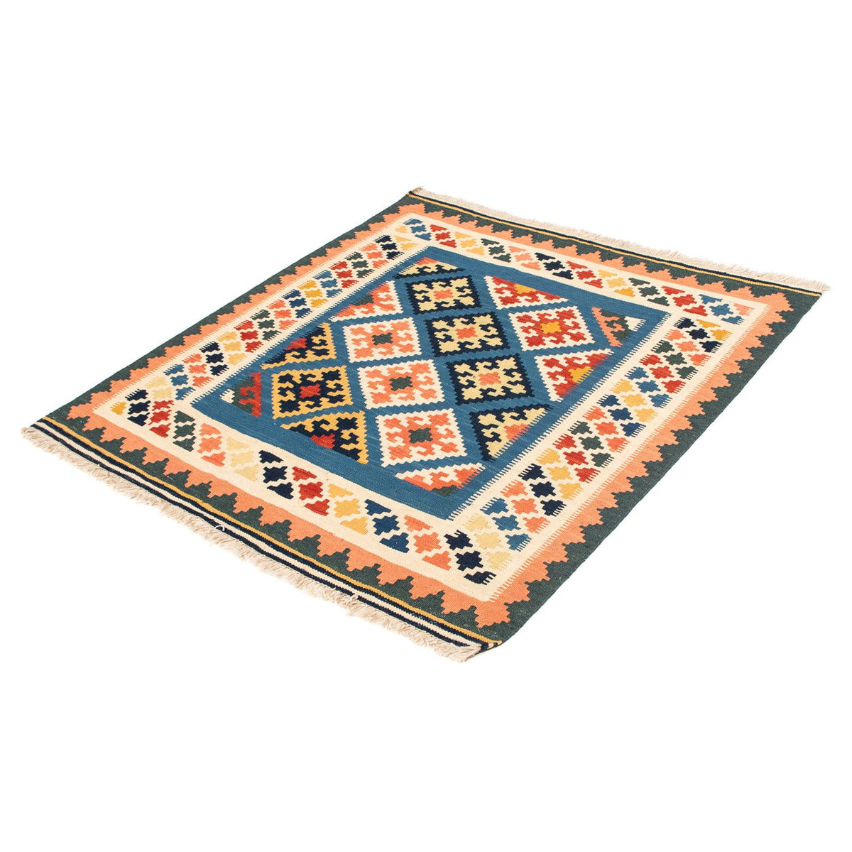 Alfombra Kelim - Oriental cuadrado  - 106 x 102 cm - azul oscuro