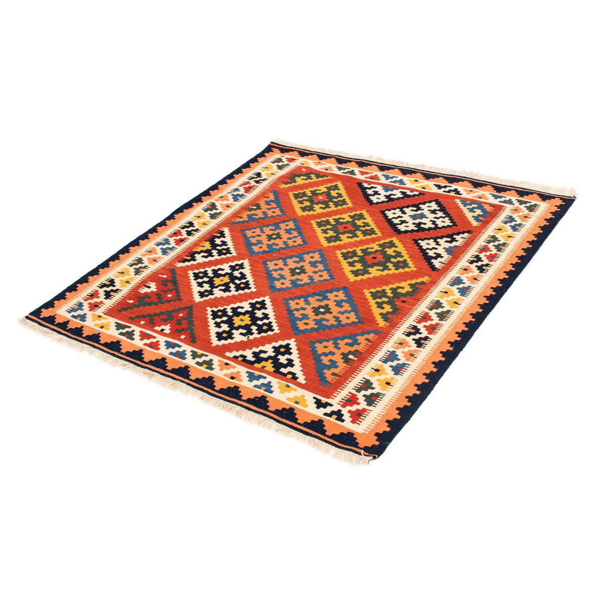 Alfombra Kelim - Oriental cuadrado  - 106 x 104 cm - rojo