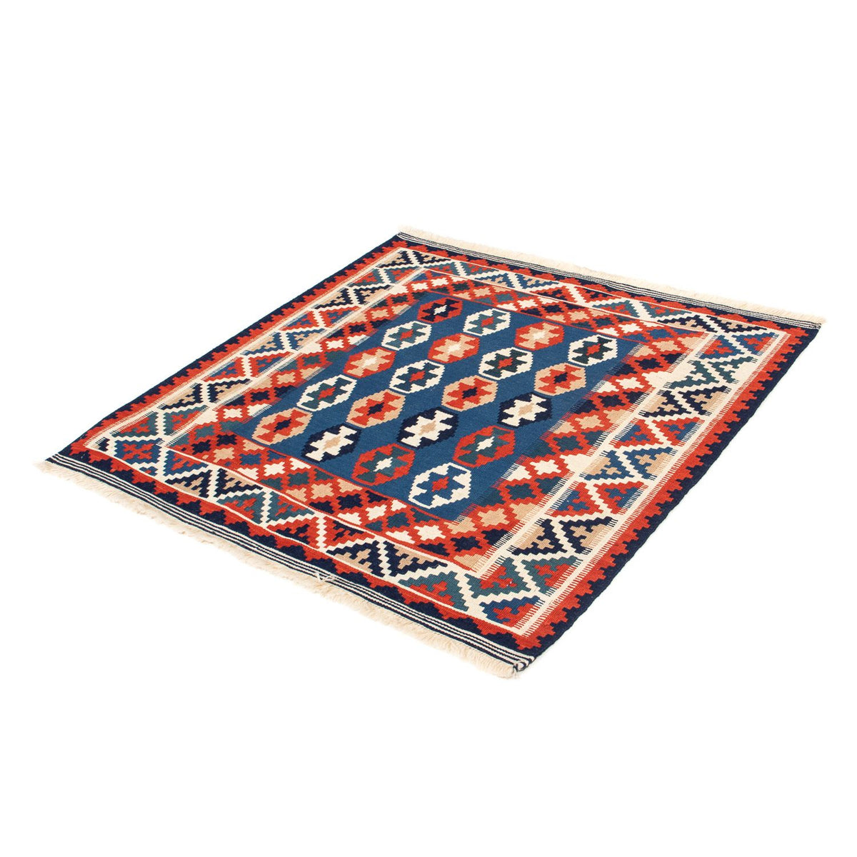 Alfombra Kelim - Oriental cuadrado  - 103 x 100 cm - azul oscuro