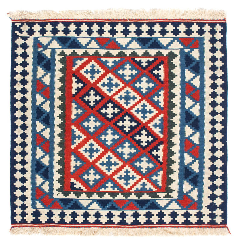 Alfombra Kelim - Oriental cuadrado  - 103 x 100 cm - azul oscuro