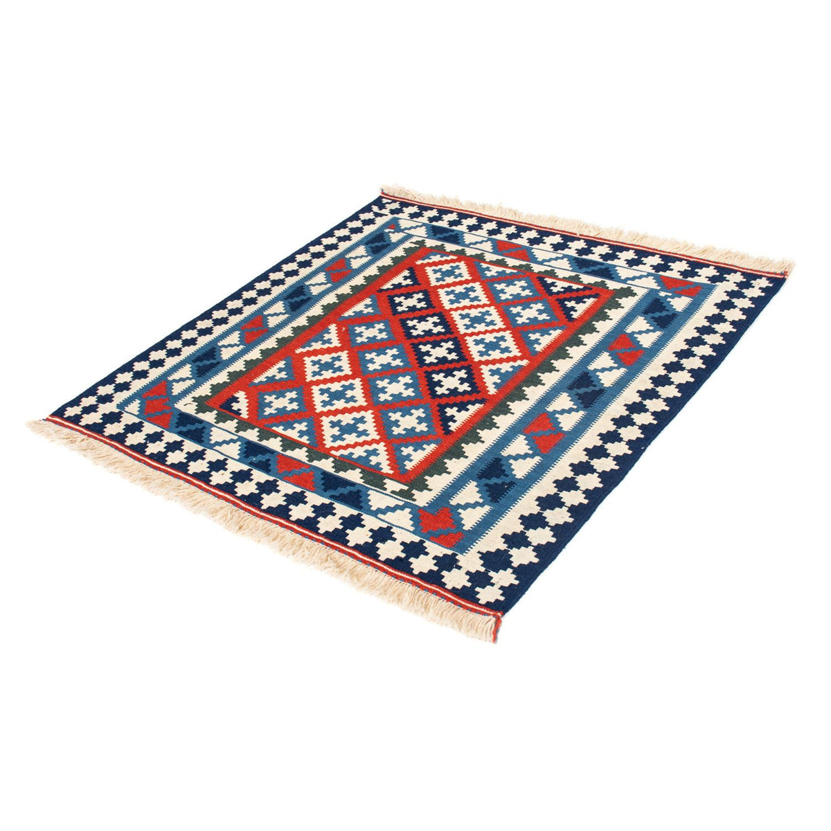 Alfombra Kelim - Oriental cuadrado  - 103 x 100 cm - azul oscuro