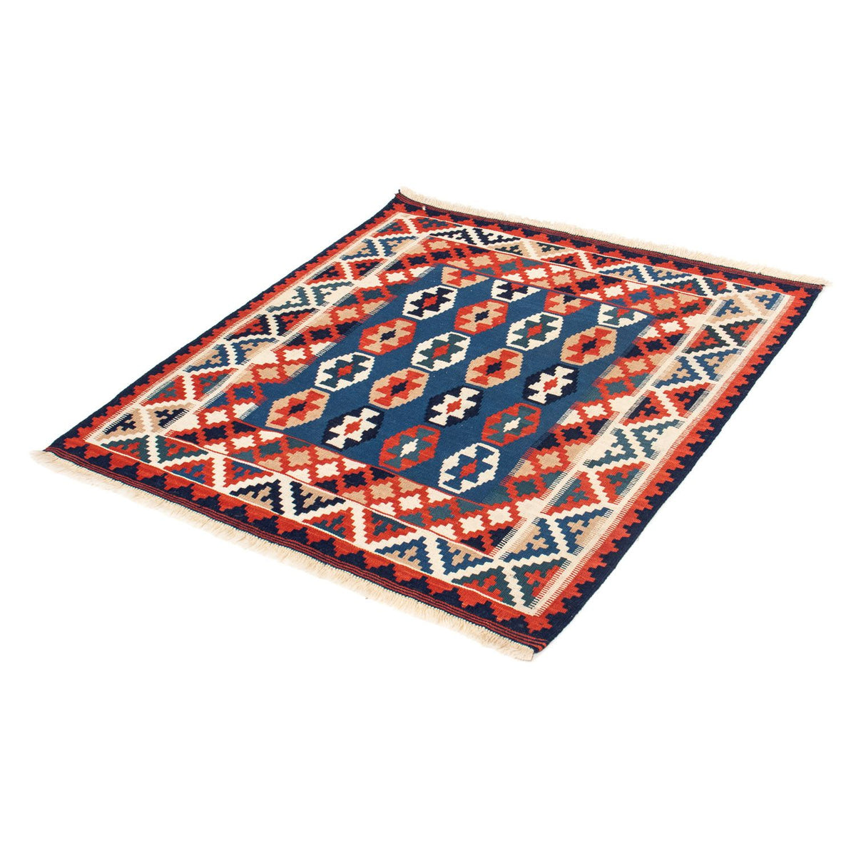 Alfombra Kelim - Oriental cuadrado  - 103 x 102 cm - azul oscuro