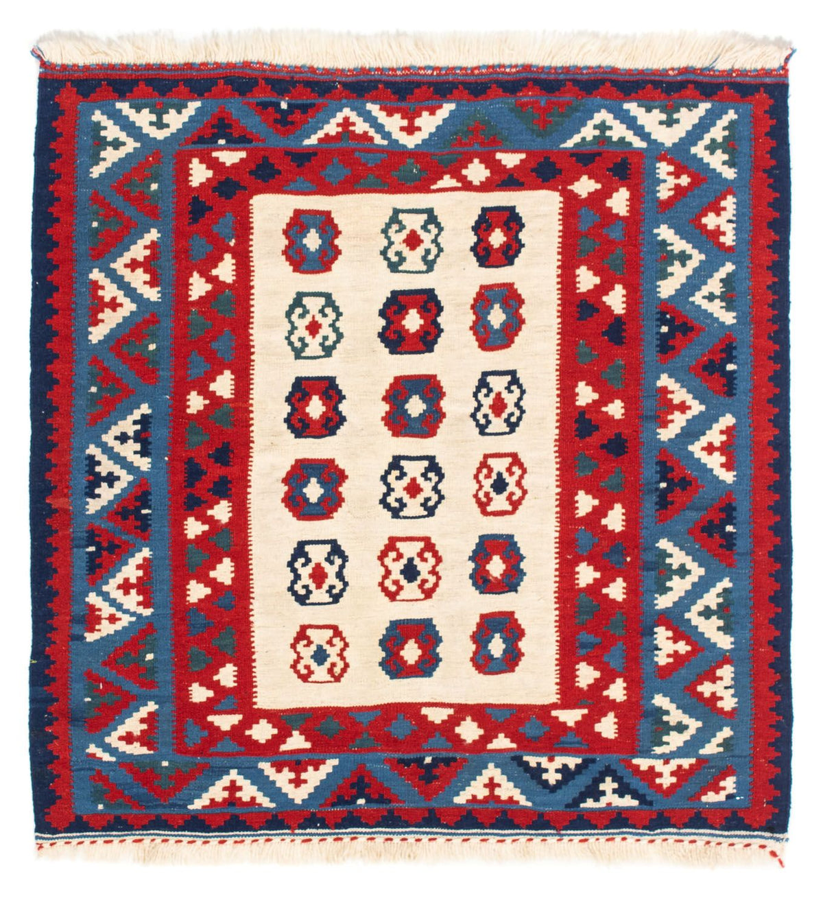 Alfombra Kelim - Oriental cuadrado - 100 x 100 cm - beige