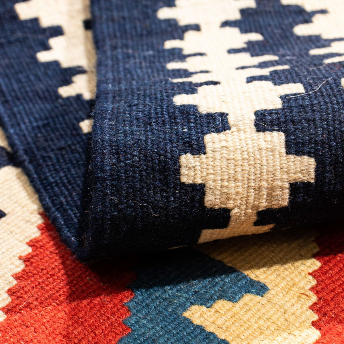 Alfombra Kelim - Oriental cuadrado  - 100 x 97 cm - rojo