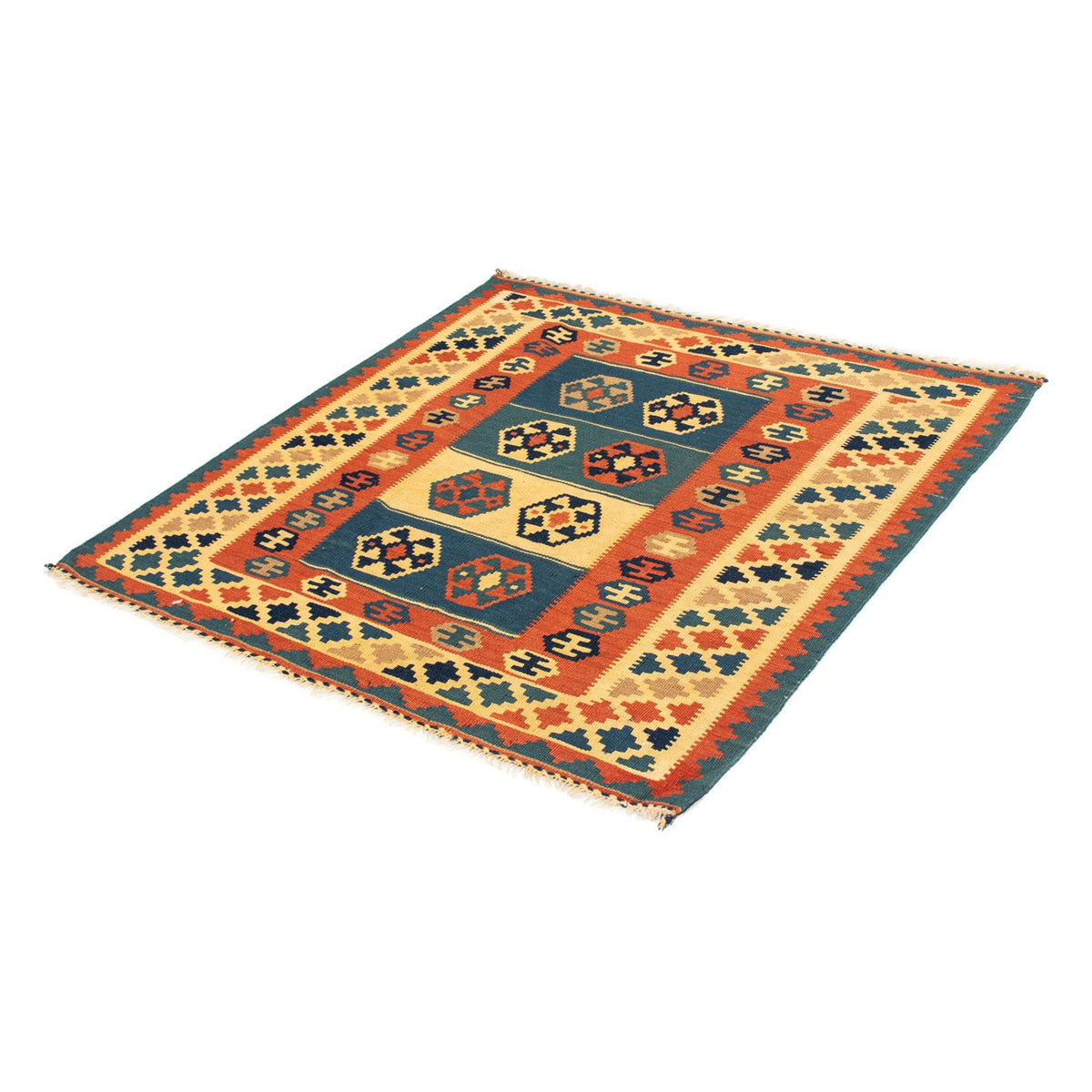 Alfombra Kelim - Oriental cuadrado - 100 x 100 cm - multicolor