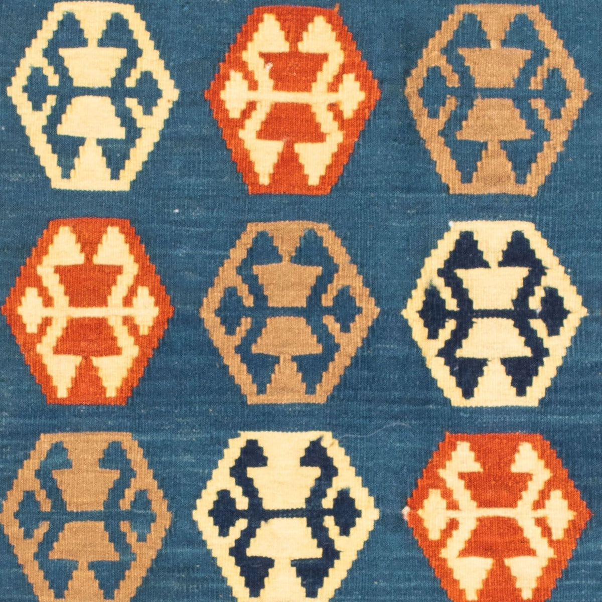 Alfombra Kelim - Oriental cuadrado  - 102 x 95 cm - azul oscuro