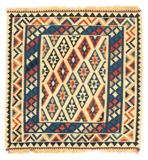 Alfombra Kelim - Oriental cuadrado  - 100 x 100 cm - beige