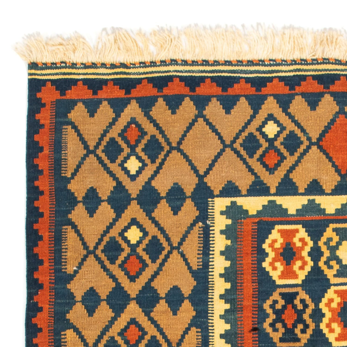 Alfombra Kelim - Oriental cuadrado - 100 x 98 cm - azul oscuro