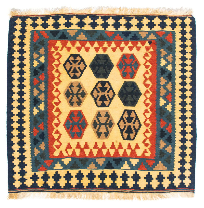 Alfombra Kelim - Oriental cuadrado  - 103 x 100 cm - azul oscuro