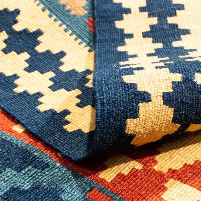 Alfombra Kelim - Oriental cuadrado  - 103 x 100 cm - azul oscuro