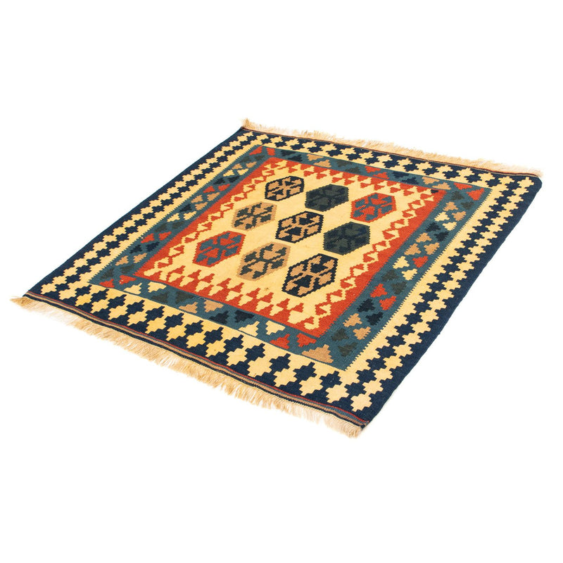 Alfombra Kelim - Oriental cuadrado  - 103 x 100 cm - azul oscuro