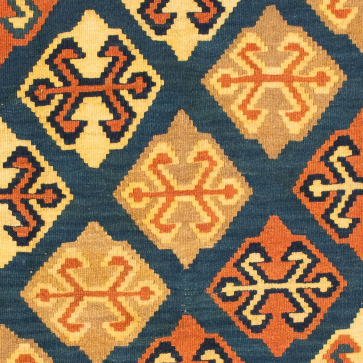 Alfombra Kelim - Oriental cuadrado - 104 x 100 cm - azul oscuro