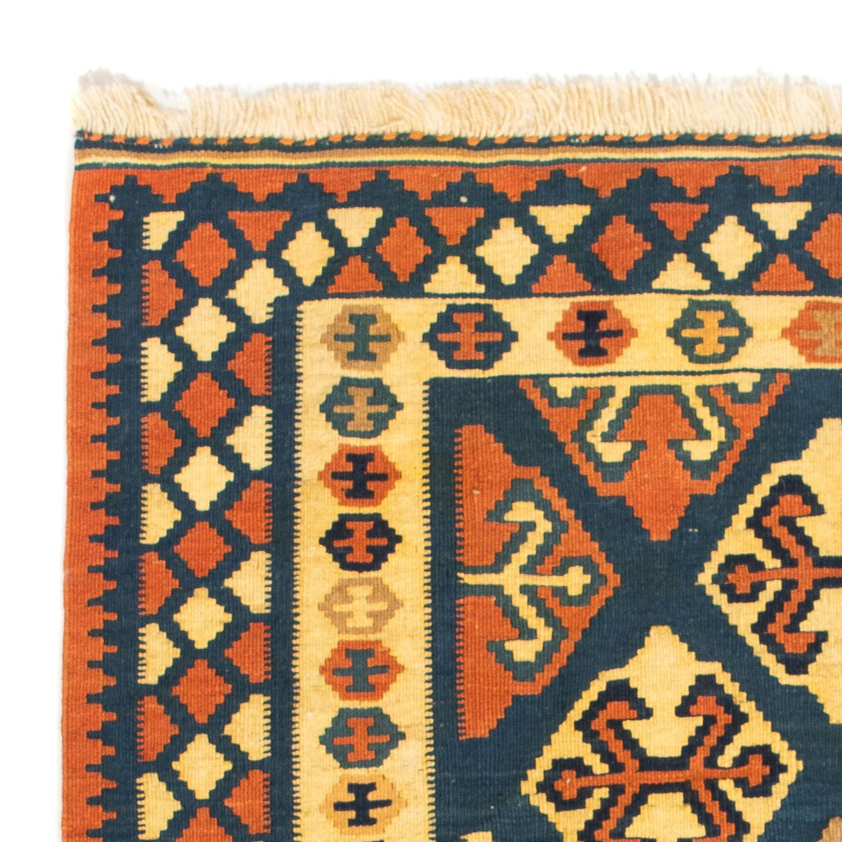 Alfombra Kelim - Oriental cuadrado - 104 x 100 cm - azul oscuro