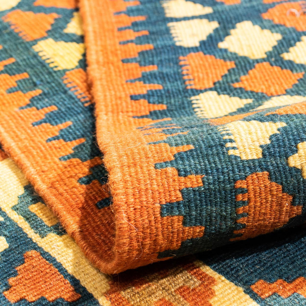 Alfombra Kelim - Oriental cuadrado - 104 x 100 cm - azul oscuro
