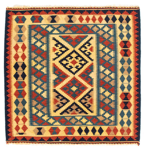 Alfombra Kelim - Oriental cuadrado  - 100 x 100 cm - azul