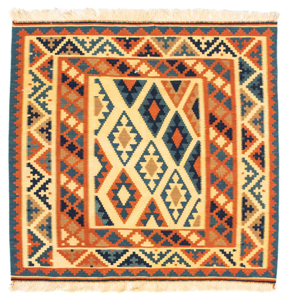 Alfombra Kelim - Oriental cuadrado  - 101 x 99 cm - beige