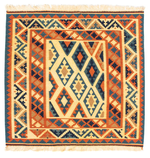 Alfombra Kelim - Oriental cuadrado  - 101 x 99 cm - beige