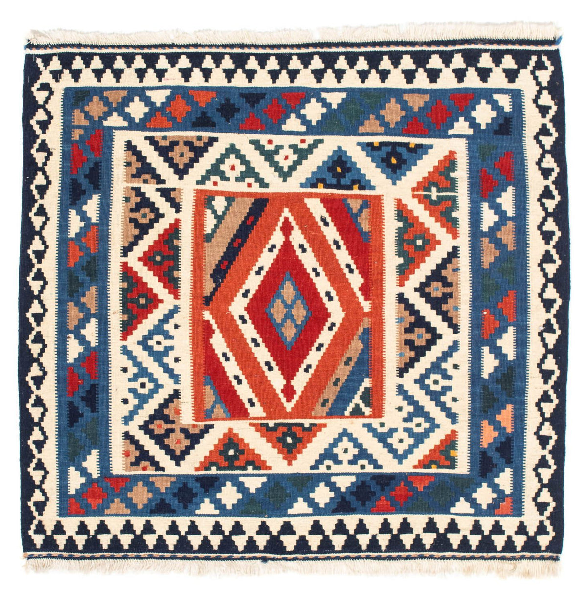 Alfombra Kelim - Oriental cuadrado - 103 x 102 cm - azul claro