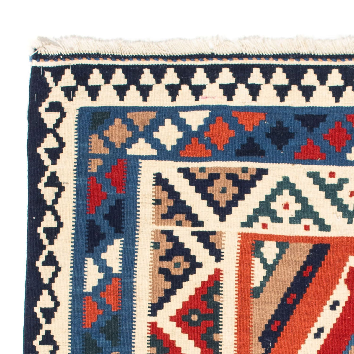 Alfombra Kelim - Oriental cuadrado - 103 x 102 cm - azul claro